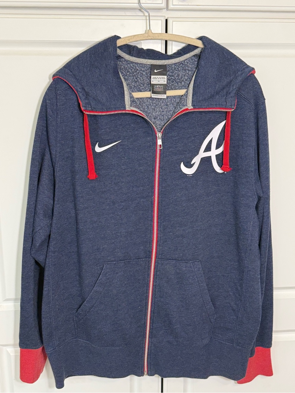 Nike Navy and Red Atlanta 'A' Full-Zip Windbreaker